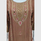 Rose Gold Pure Chinnon Short Length Suit with Heavy Thread & Mirror Work