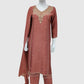 Light Rust Premium Silk Straight Suit with Pure Hand Embroidery & Organza Dupatta