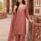 Light Rust Premium Silk Straight Suit with Pure Hand Embroidery & Organza Dupatta