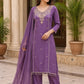 Light Purple Premium Silk Straight Suit with Organza Dupatta