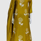 Yellow Pure Mal Chanderi A-Line Suit with Thread & Dori Work