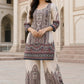 Beige Premium Modal Digital Printed Co-ord Set with Swarovski Work