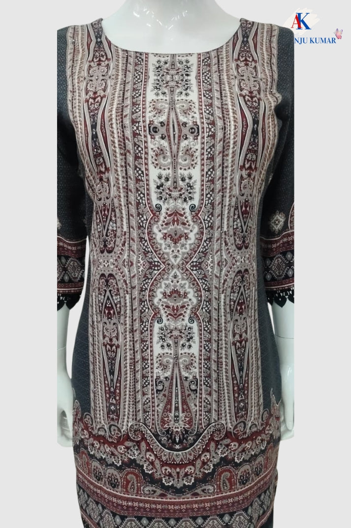 Black Premium Modal Digital Printed Semi-Formal Co-ord Set with Swarovski Highlighting