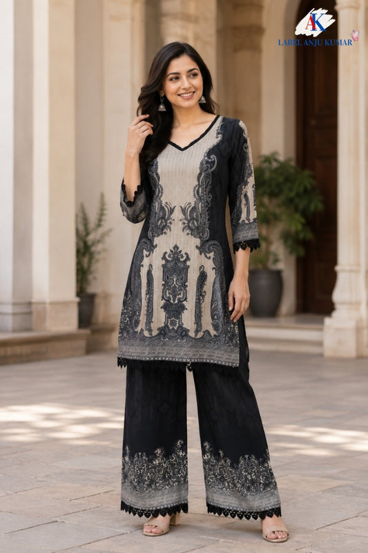 Grey Premium Modal Digital Printed Designer Co-ord Set