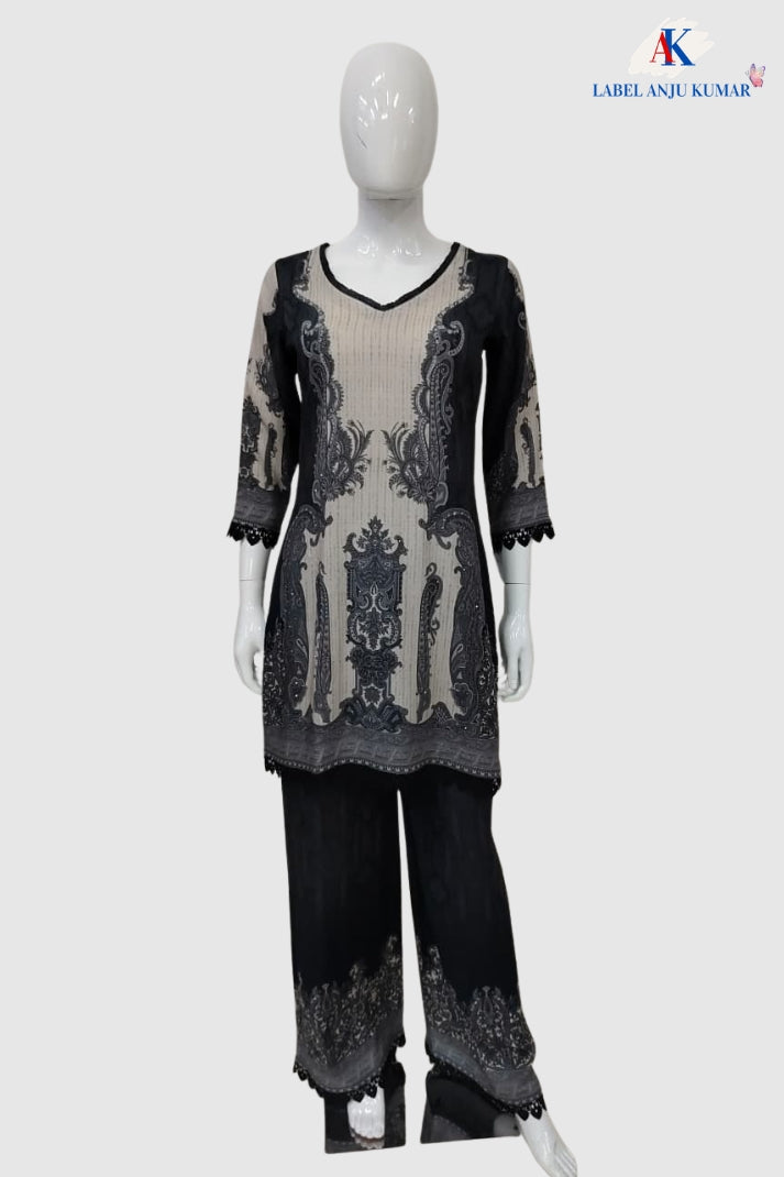 Grey Premium Modal Digital Printed Designer Co-ord Set