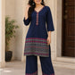 Navy Blue Premium Gajji Digital Printed Designer Co-ord Set