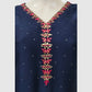 Navy Blue Premium Gajji Digital Printed Designer Co-ord Set