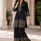 Black Premium Gajji Digital Printed Co-ord Set with Embroidered Neck