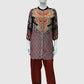 Rust Premium Pure Crepe Digital Printed Semi-Formal Co-ord Set with Embroidered Neck Yoke