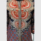Rust Premium Pure Crepe Digital Printed Semi-Formal Co-ord Set with Embroidered Neck Yoke