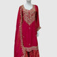 Magenta Pink Premium Soft Tissue Formal Suit with Heavy Mirror Work