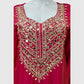 Magenta Pink Premium Soft Tissue Formal Suit with Heavy Mirror Work