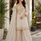 Ivory Cream Premium Soft Tissue Formal Suit with Mirror Work