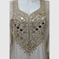 Ivory Cream Premium Soft Tissue Formal Suit with Mirror Work