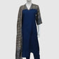 Blue Pure Muslin A-Line Suit with Digital Printed Dupatta