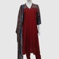 Maroon Pure Muslin A-Line Suit with Digital Print & Dupatta