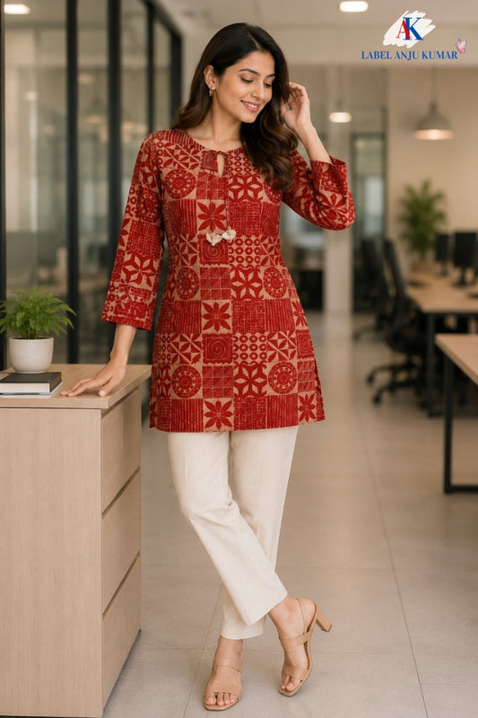 Pure Cotton printed short kurtis