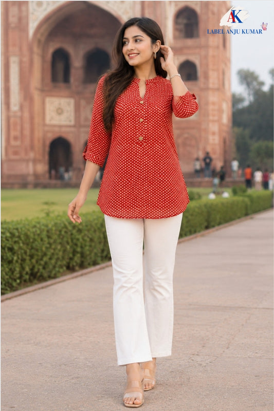 Pure Cotton printed short kurtis