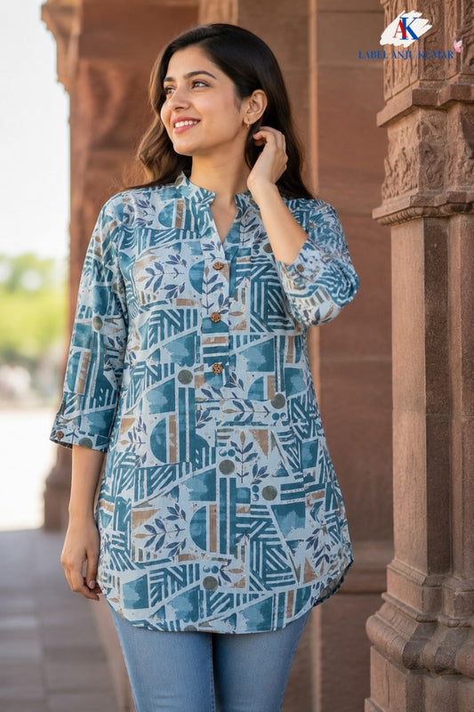 Pure Cotton printed short kurtis