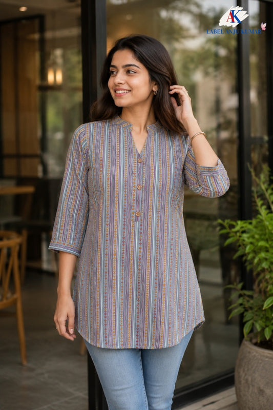 Pure Cotton printed short kurtis