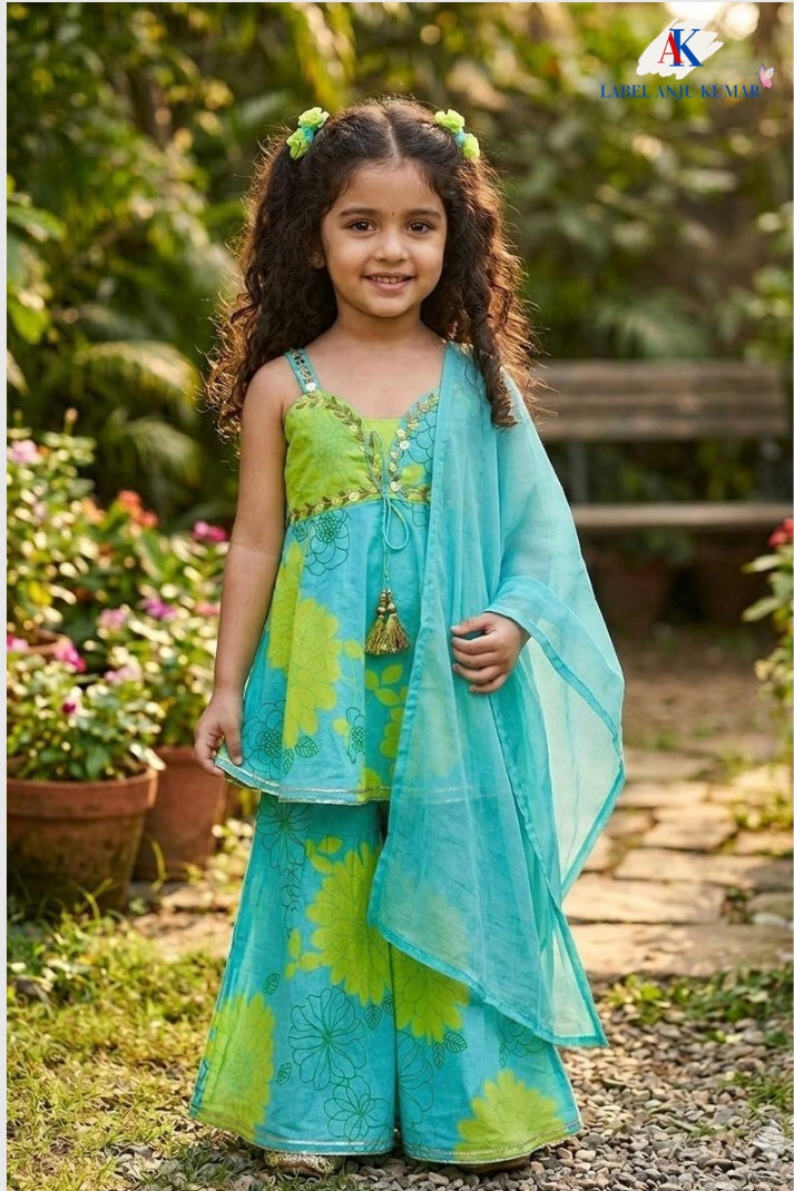 Ferozi Pure Cotton Ethnic Set for Girls | Newborn to 7 Years