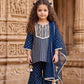Navy Pure Cotton Ethnic Set for Girls | Newborn to 7 Years