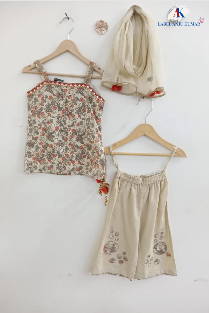 Cream Pure Cotton Ethnic Set for Girls | Newborn to 7 Years