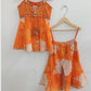 Orange Pure Cotton Ethnic Set for Girls | Newborn to 7 Years