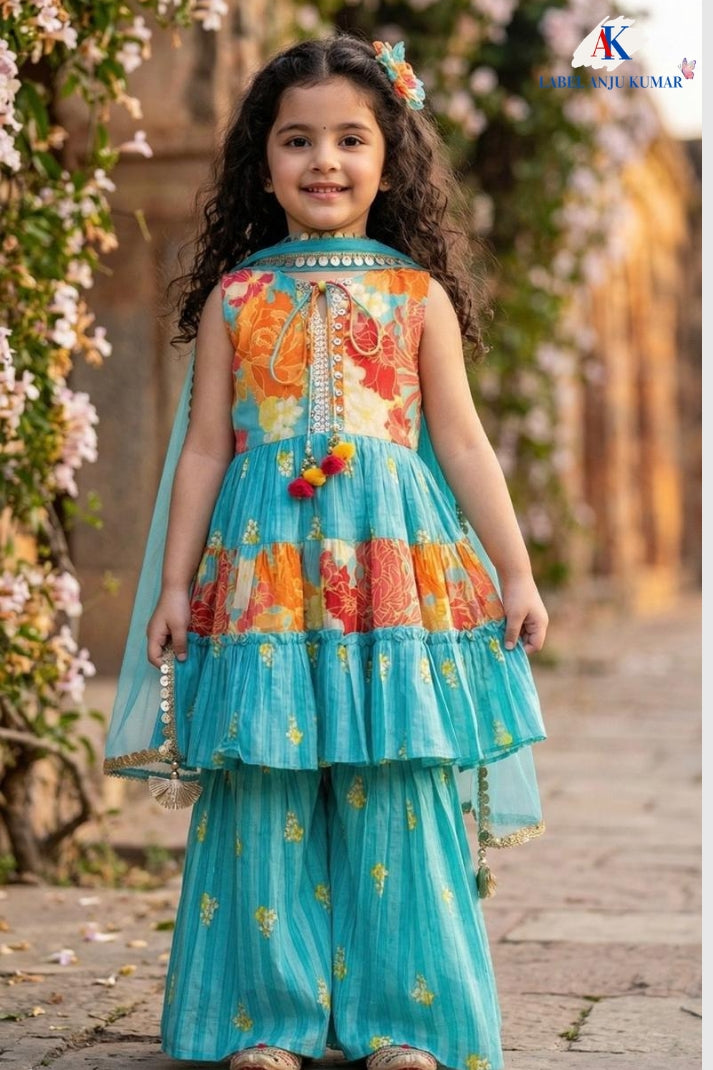 Ferozi Pure Cotton Ethnic Set for Girls | Newborn to 7 Years