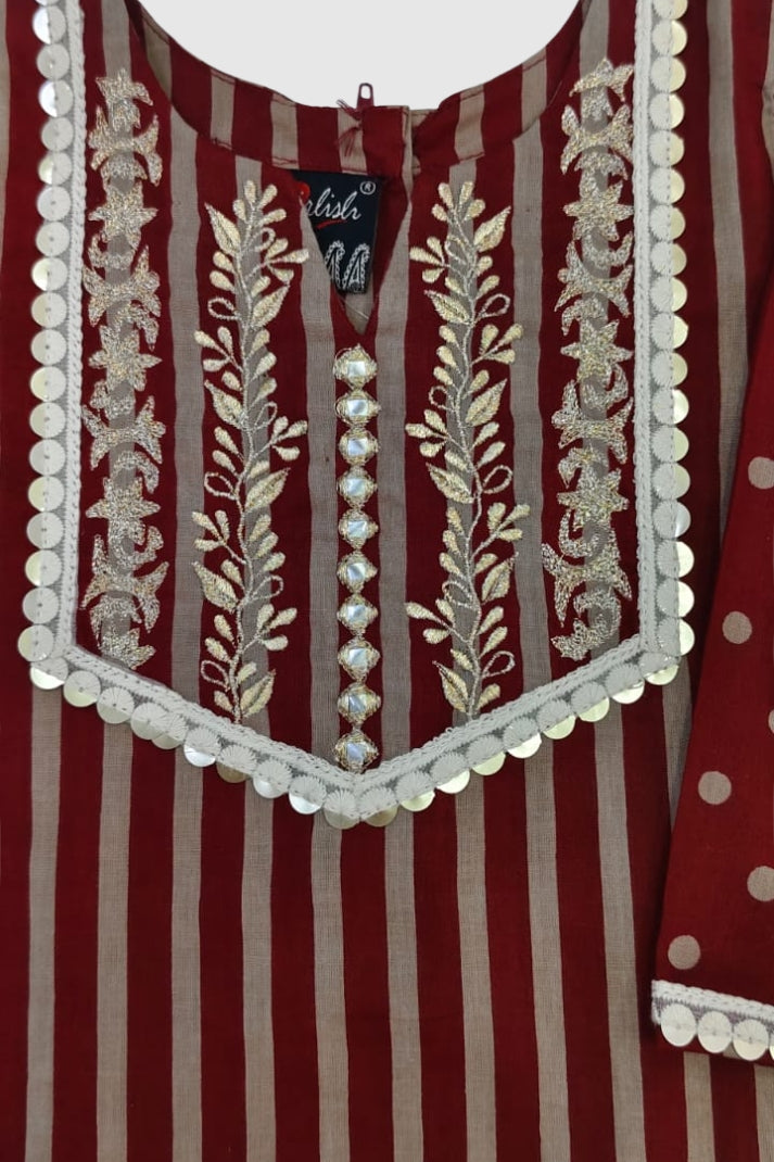 Mehroon Pure Cotton Ethnic Set for Girls | Newborn to 7 Years