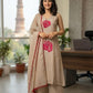 Beige Mal Chanderi Full Ghera Anarkali Suit with Hand & Patch Work