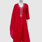 Magenta Mal Chanderi Full Ghera Anarkali Suit with Mirror Work