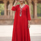 Magenta Mal Chanderi Full Ghera Anarkali Suit with Mirror Work
