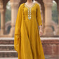 Mustard Mal Chanderi Full Ghera Anarkali Suit with Mirror Work & Dupatta
