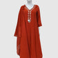 Rust Mal Chanderi Full Ghera Anarkali Suit with Mirror Work & Dupatta