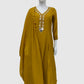 Mustard Mal Chanderi Full Ghera Anarkali Suit with Mirror Work & Dupatta