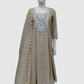 Beige Premium Mal Chanderi Full Ghera Anarkali Suit with Mirror Work