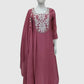 Pink Premium Mal Chanderi Full Ghera Anarkali Suit with Mirror & Patch Work