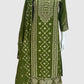 Green Pure Cotton Chikankari & Mirror Work Straight Suit Dupatta Set