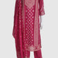 Magenta Pure Cotton Chikankari & Mirror Work Straight Suit Dupatta Set