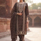 Brown Pure Cotton Chikankari Mirror Work Straight Suit with Dupatta
