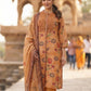 Peach Premium Pure Linen A-Line Suit with Mirror & Thread Work and Digital Print Dupatta