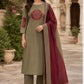 Mouse Pure Handloom Cotton Straight Suit with Handblock & Dori Work