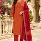 Orange Pure Handloom Cotton Straight Suit with Handblock Work & Dupatta