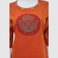 Orange Pure Handloom Cotton Straight Suit with Handblock Work & Dupatta