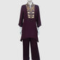 Dark Wine Premium Pure Chinon Indo-Western Co-ord Set with Handwork