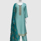 Sky Blue Premium Crape Silk Straight Suit with Zardozi Work & Organza Dupatta