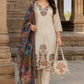 Light Beige Pure Cotton Jamdani Straight Suit with Printed Dupatta & Potli Purse