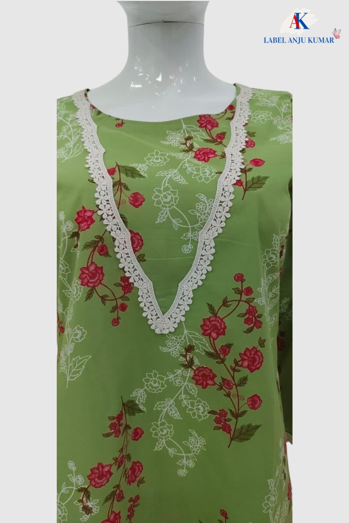 Pista Green Pure Cotton Co-ord Set for Women