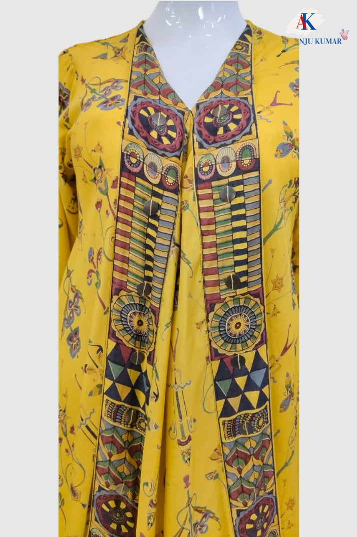 Yellow Pure Crepe Viral Indo-Western Co-ord Set